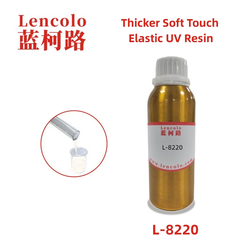 L-8220  Thicker soft touch elastic UV curing resin has strong soft touch feel for Soft touch UV coating